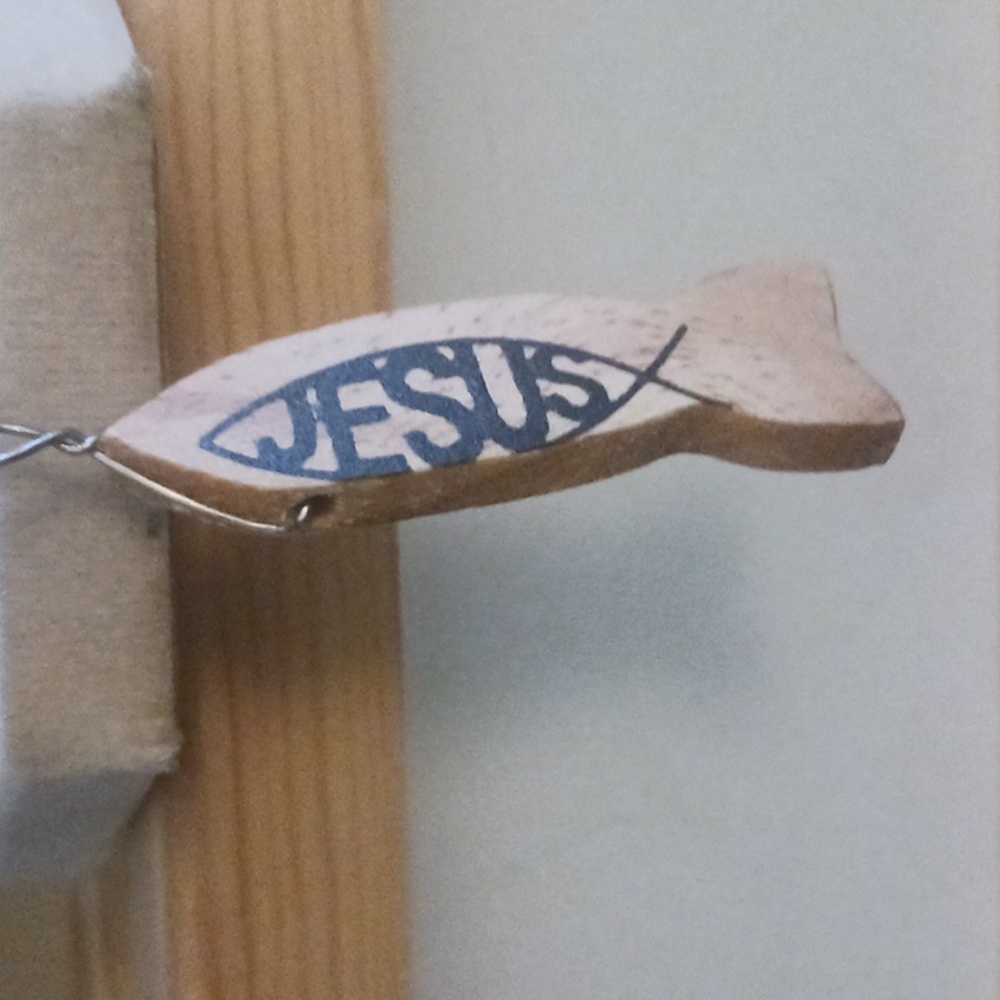 Elegant Black andJesus Fish Pendant Wooden Silver Chain In Back  Necklace